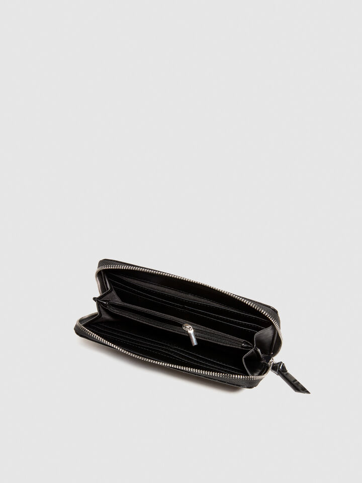 Large crocodile print wallet - null - Black | Sisley image number 3